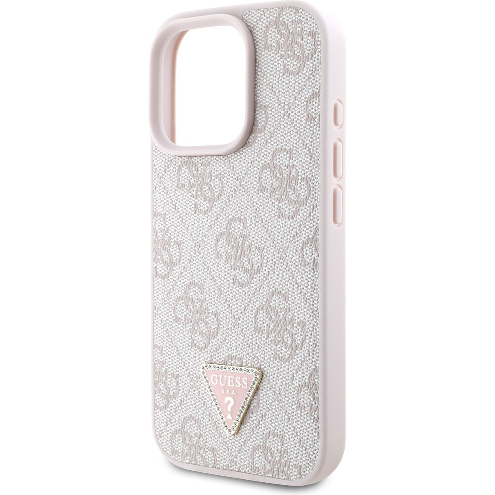 Guess-PU-4G-Strass-Triangle-Metal-Logo-kryt-pro-iPhone-16-Pro-Max-ruzovy