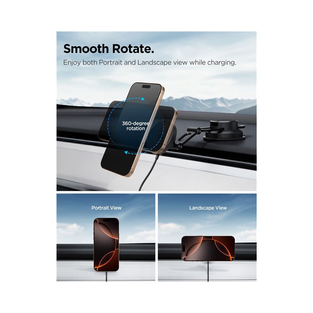 Spigen-OneTap-Pro-4-Dashboard-Windshield-Qi2-MagSafe-drzak-na-sklo-palubovku-s-nabijenim-cerny