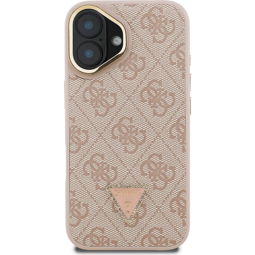 Guess-PU-4G-Strass-Triangle-Logo-Stand-Camera-Frame-MagSafe-kryt-iPhone-16-ruzovy