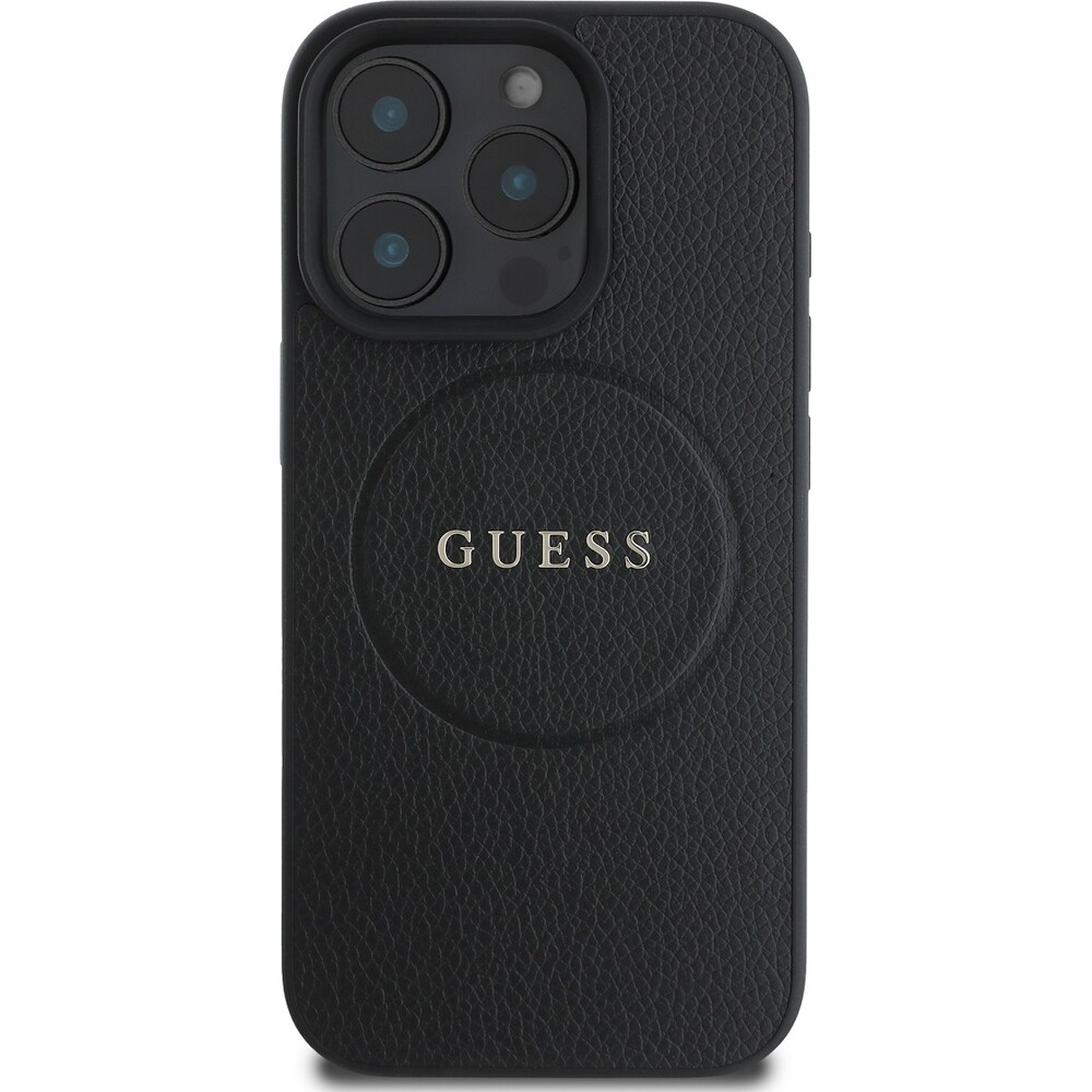 Guess-PU-Grained-Classic-Logo-MagSafe-kryt-iPhone-16-Pro-cerny