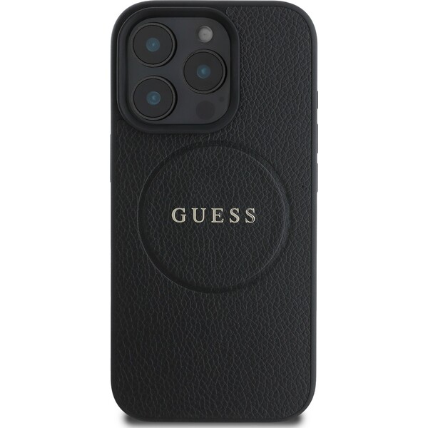 Guess-PU-Grained-Classic-Logo-MagSafe-kryt-iPhone-16-Pro-cerny