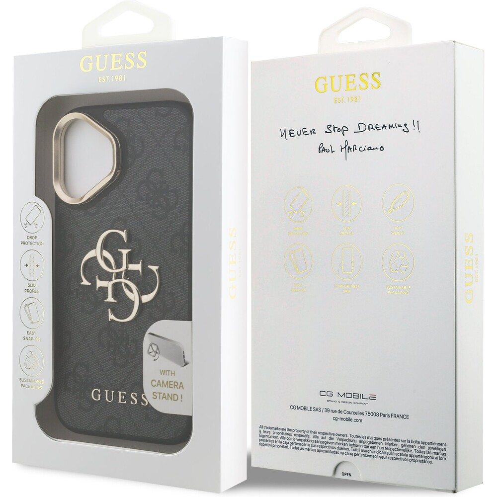 Guess-PU-4G-Metal-Logo-Stand-Camera-Frame-kryt-iPhone-16-cerny