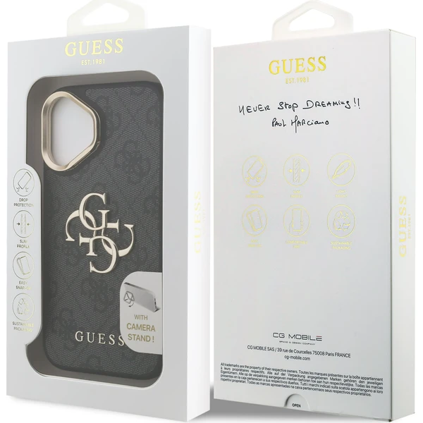 Guess-PU-4G-Metal-Logo-Stand-Camera-Frame-kryt-iPhone-16-cerny