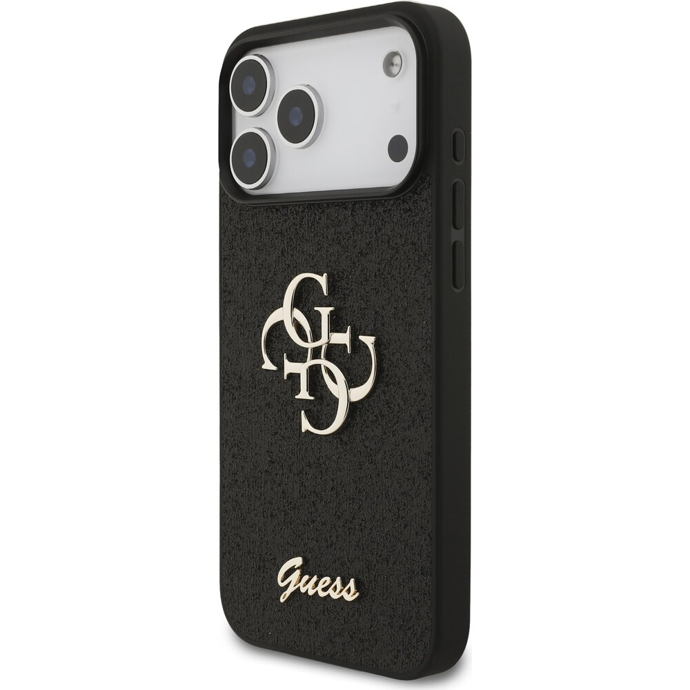 Guess-PU-Fixed-Glitter-4G-Metal-Logo-kryt-iPhone-17-Pro-Max-cerny