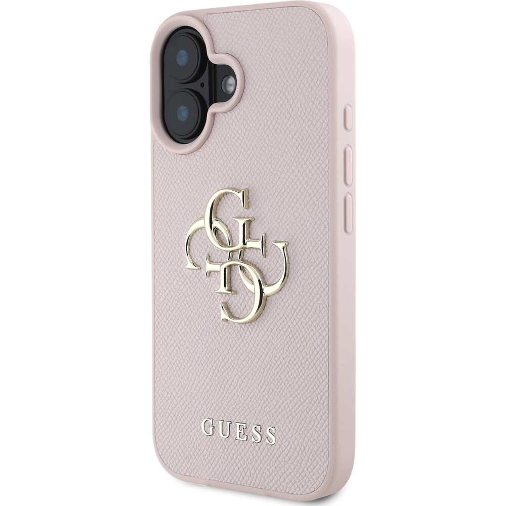 Guess-PU-Grained-4G-Metal-Logo-kryt-iPhone-16-ruzovy