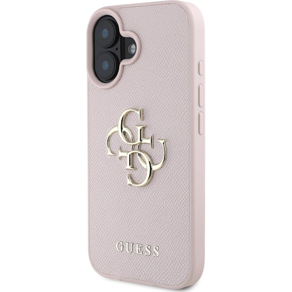 Guess-PU-Grained-4G-Metal-Logo-kryt-iPhone-16-ruzovy