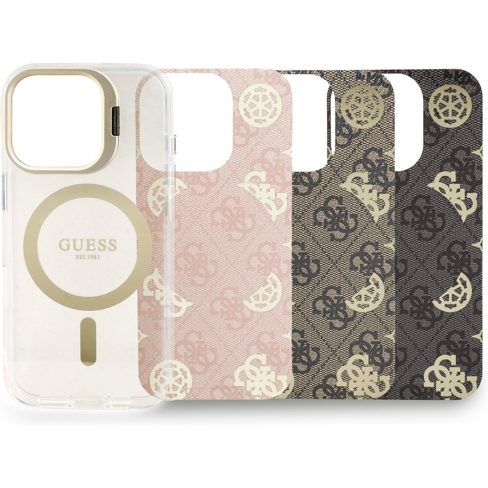 Guess-PC-TPU-Electroplated-Stand-Camera-Frame-MagSafe-kryt-s-vymenitelnym-pozadim-iPhone-16-Pro