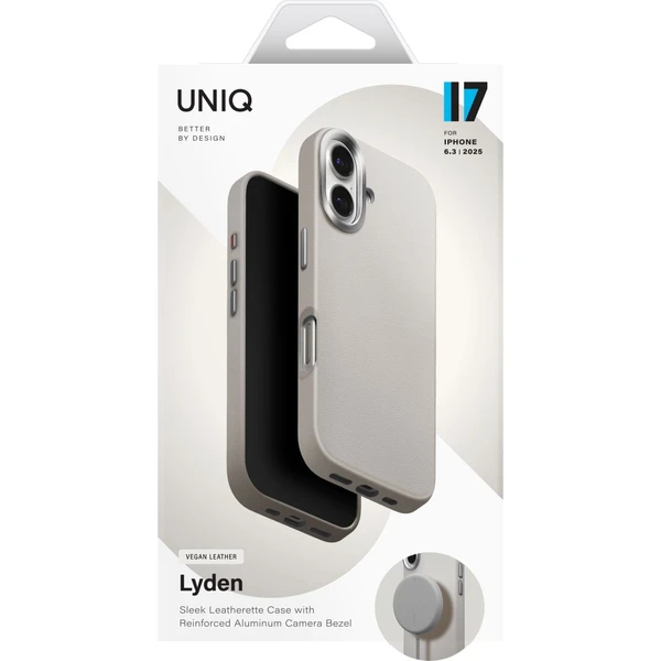 UNIQ-Lyden-Premium-Leatherette-MagClick-MagSafe-kryt-iPhone-17-Clay