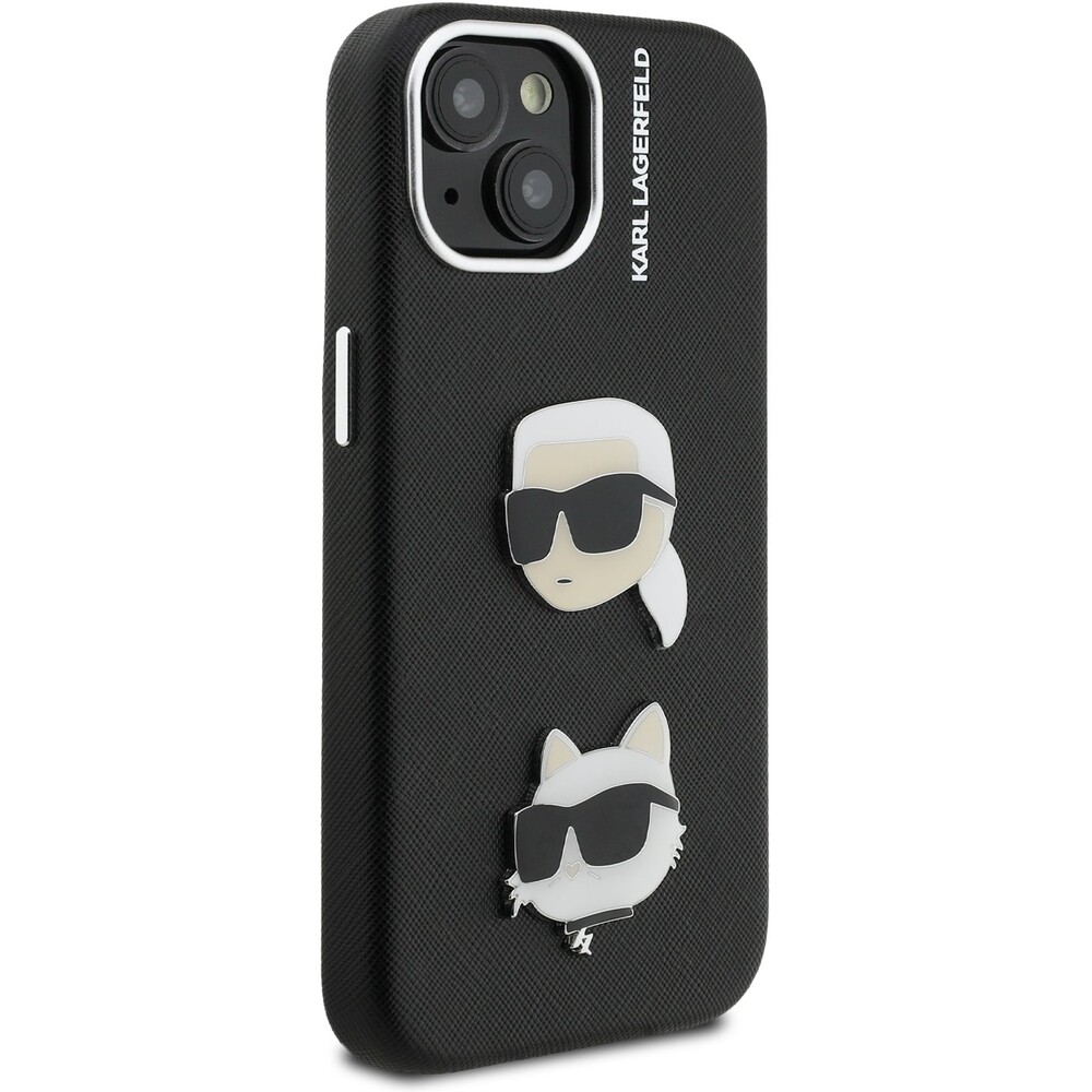 Karl-Lagerfeld-Grained-PU-K-CH-Heads-kryt-iPhone-15-cerny