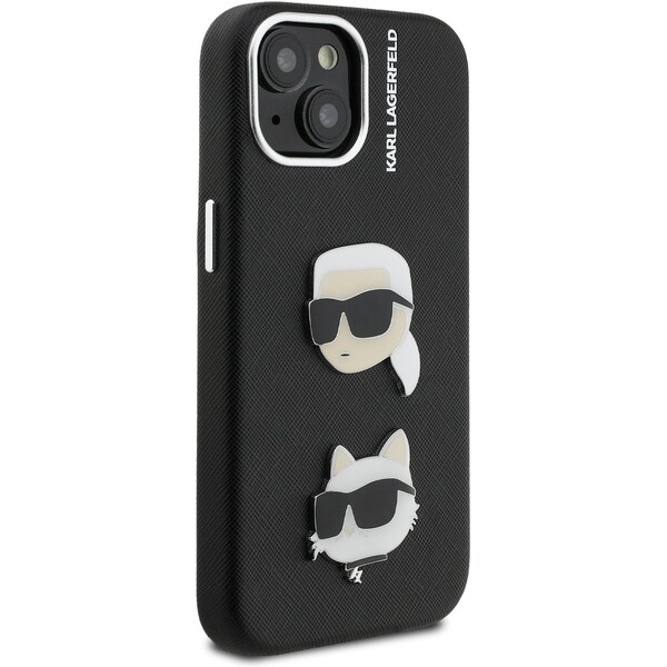Karl-Lagerfeld-Grained-PU-K-CH-Heads-kryt-iPhone-15-cerny
