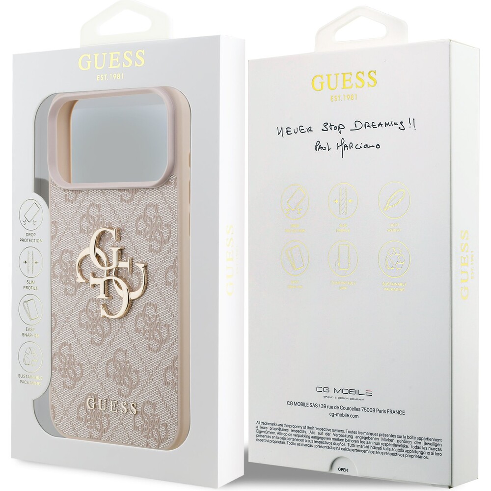 Guess-PU-4G-Metal-Logo-kryt-iPhone-17-Pro-Max-ruzovy