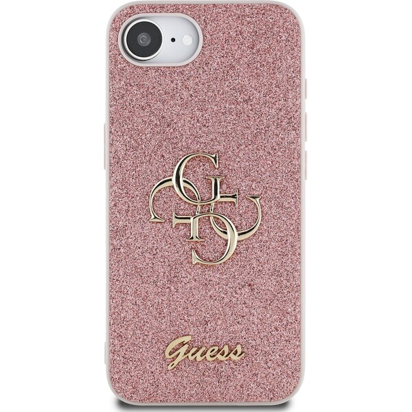 Guess-PU-Fixed-Glitter-4G-Metal-Logo-kryt-iPhone-17e-16e-ruzovy