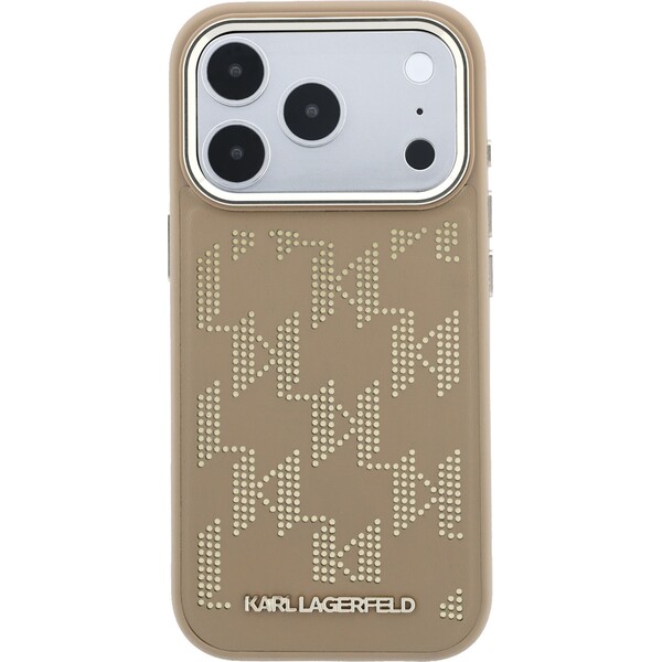 Karl-Lagerfeld-PU-Perforated-Monogram-MagSafe-kryt-iPhone-17-Pro-bezovy