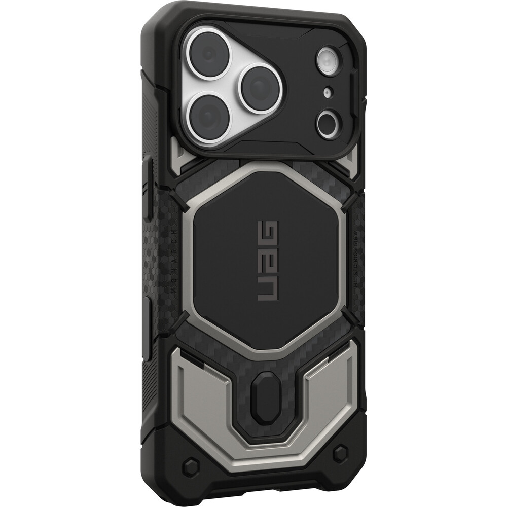 UAG-Monarch-Pro-MagSafe-Titanium-kryt-iPhone-18-Pro-17-Pro-stribrny
