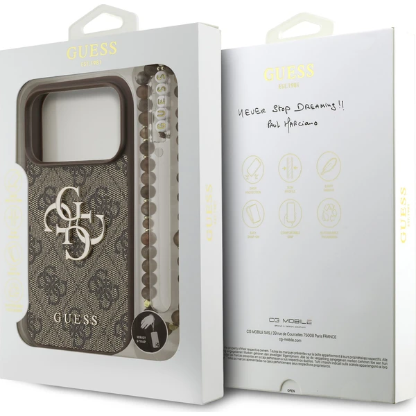 Guess-PU-4G-Metal-Logo-Strap-kryt-iPhone-17-Pro-hnedy
