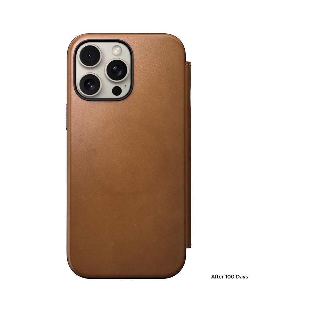 Nomad-Modern-Leather-Folio-MagSafe-pouzdro-iPhone-16-Pro-Max-svetle-hnede