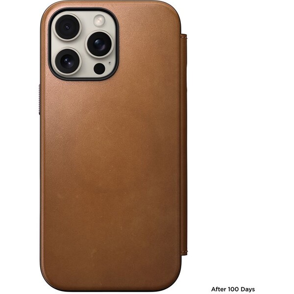 Nomad-Modern-Leather-Folio-MagSafe-pouzdro-iPhone-16-Pro-Max-svetle-hnede