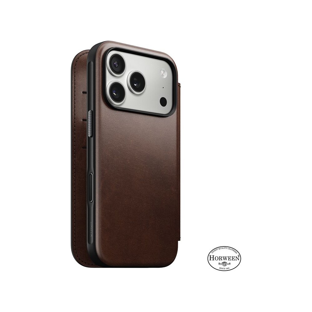 Nomad-Modern-Leather-Folio-Horween-MagSafe-kozene-pouzdro-iPhone-17-Pro-Rustic-Brown