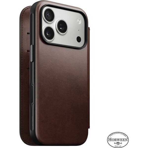 Nomad-Modern-Leather-Folio-Horween-MagSafe-kozene-pouzdro-iPhone-17-Pro-Rustic-Brown