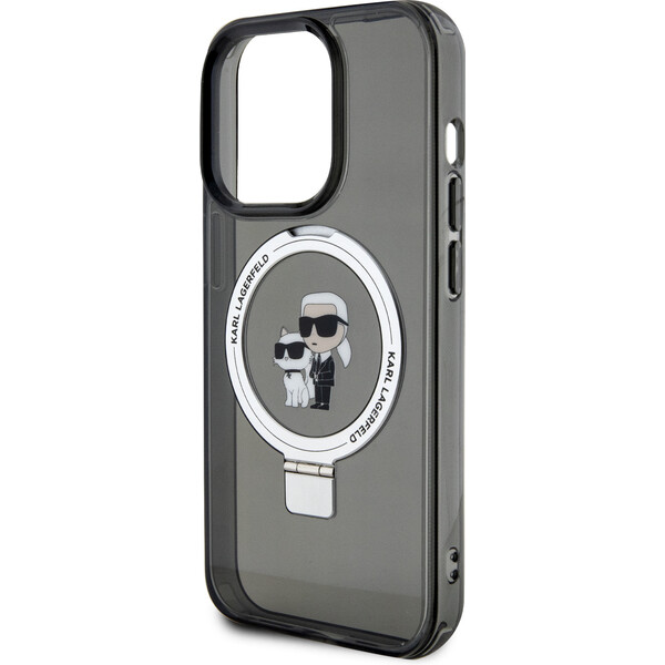 Karl-Lagerfeld-Ringstand-Karl-and-Choupette-MagSafe-kryt-iPhone-15-Pro-cerny