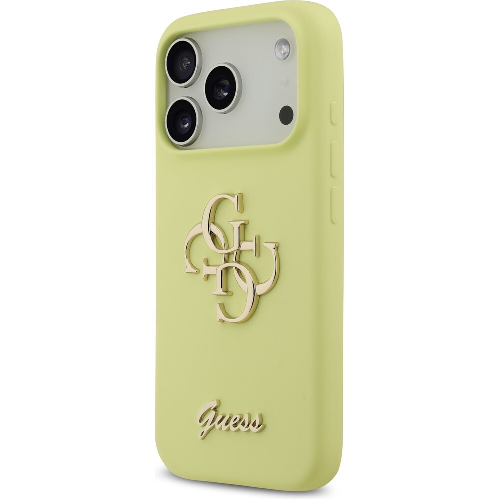 Guess-Liquid-Silicone-4G-Metal-Logo-kryt-iPhone-17-Pro-zluty