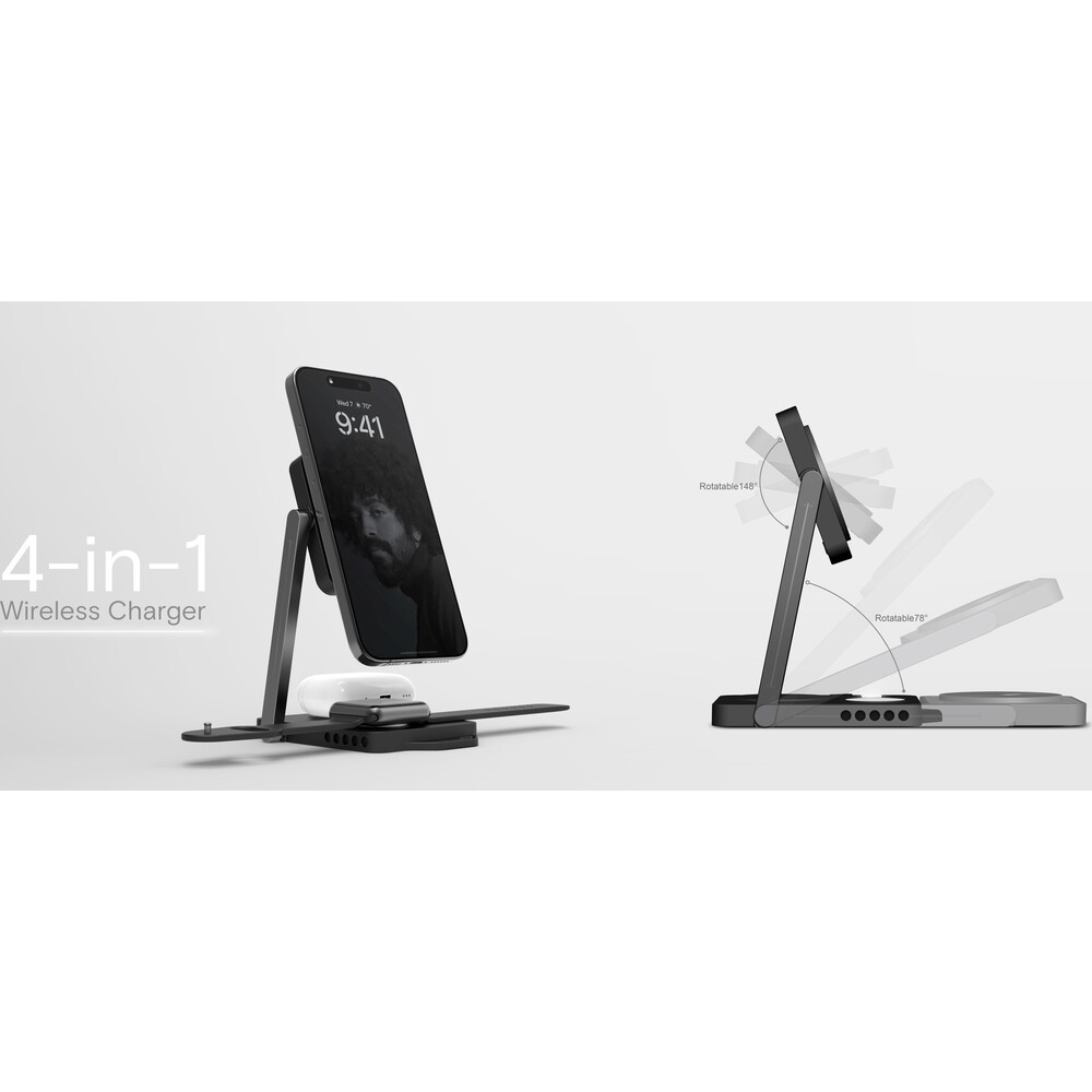 Aulumu-M01-4-in-1-Folding-Wireless-Charging-Station-Pad-MagSafe-nabijecka-Black