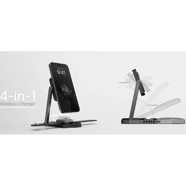 Aulumu-M01-4-in-1-Folding-Wireless-Charging-Station-Pad-MagSafe-nabijecka-Black