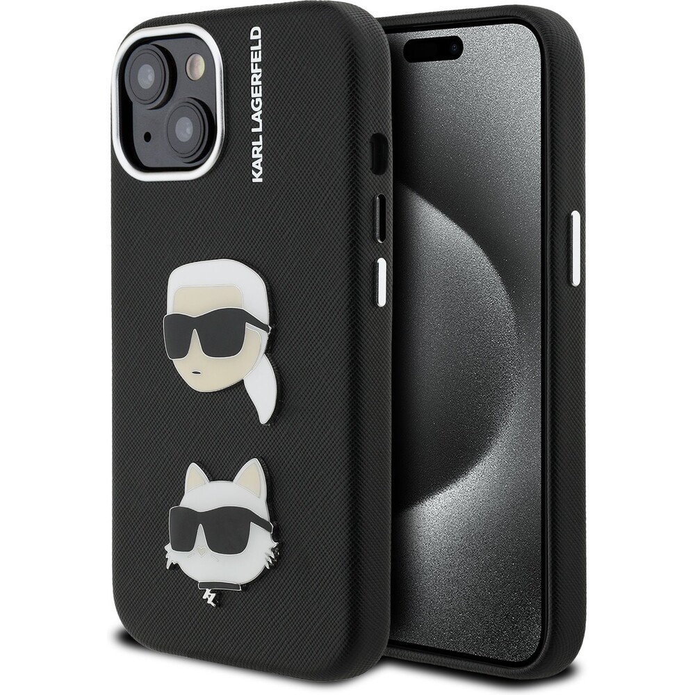 Karl-Lagerfeld-Grained-PU-K-CH-Heads-kryt-iPhone-15-cerny