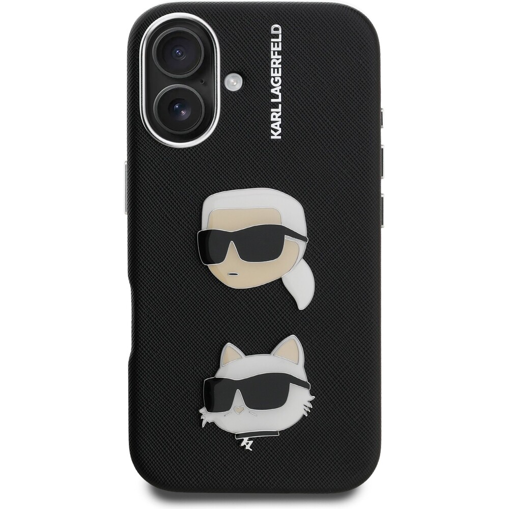 Karl-Lagerfeld-Grained-PU-K-CH-Heads-kryt-iPhone-16-cerny