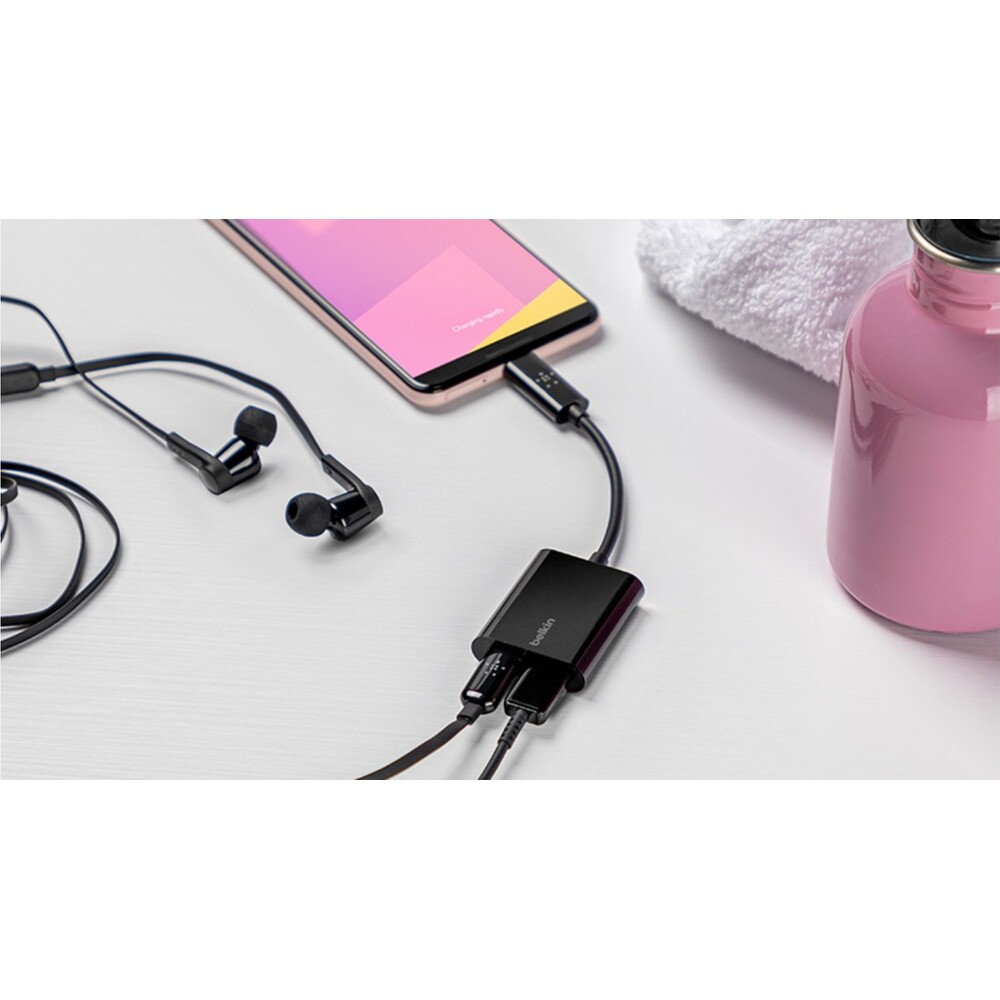 Belkin-CONNECT-USB-C-audio-napajeci-adapter-cerny