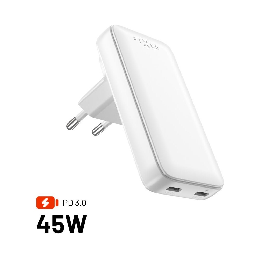 FIXED-Slim-Traveller-GaN-cestovni-nabijecka-s-2x-USB-C-a-adaptery-45W-bila