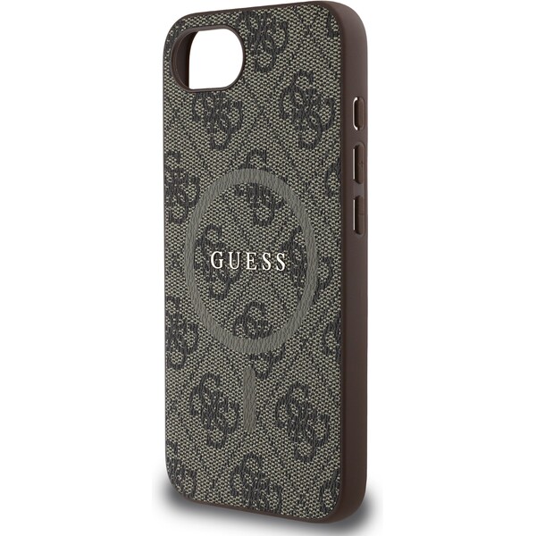 Guess-PU-Leather-4G-Colored-Ring-MagSafe-kryt-iPhone-17e-16e-hnedy