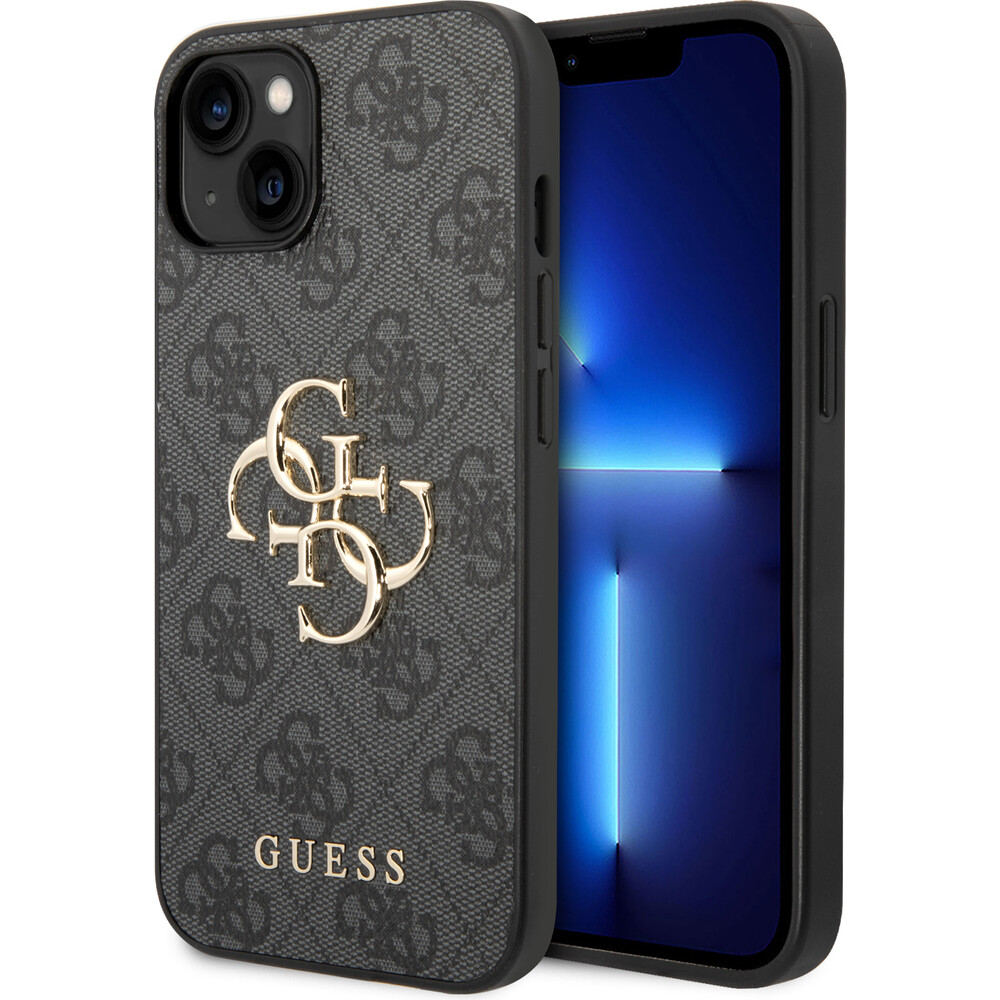 Guess-PU-4G-Metal-Logo-kryt-iPhone-15-sedy
