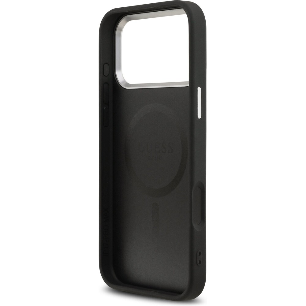 Guess-PU-Leather-Triangle-Logo-MagSafe-kryt-iPhone-17-Pro-Max-cerny