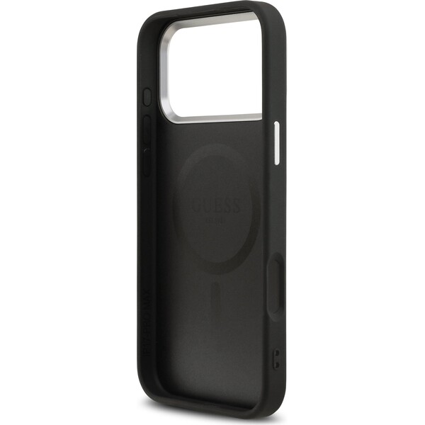 Guess-PU-Leather-Triangle-Logo-MagSafe-kryt-iPhone-17-Pro-Max-cerny