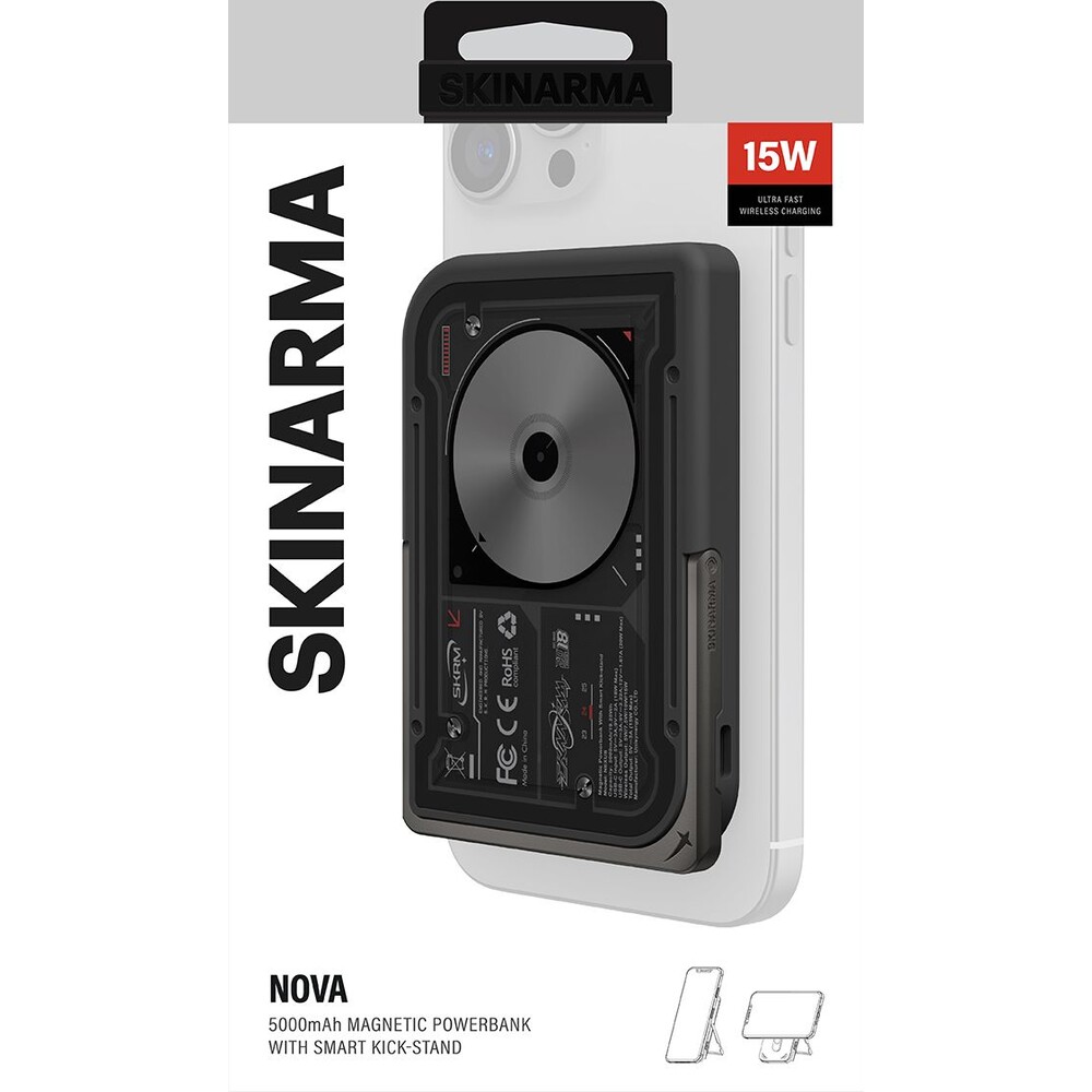 SKINARMA-Nexus-Nova-MagSafe-powerbanka-se-stojankem-USB-C-PD-5000-mah-cerna