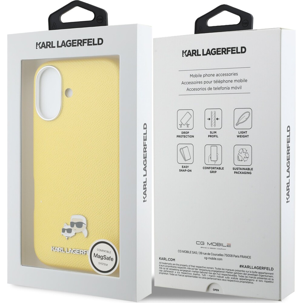 Karl-Lagerfeld-PU-Karl-and-Choupette-Heads-Pins-MagSafe-kryt-iPhone-17-zluty