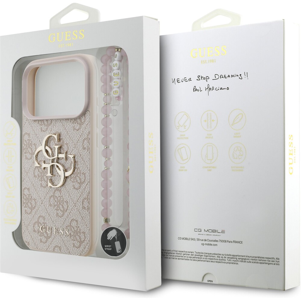 Guess-PU-4G-Metal-Logo-Strap-kryt-iPhone-17-Pro-ruzovy