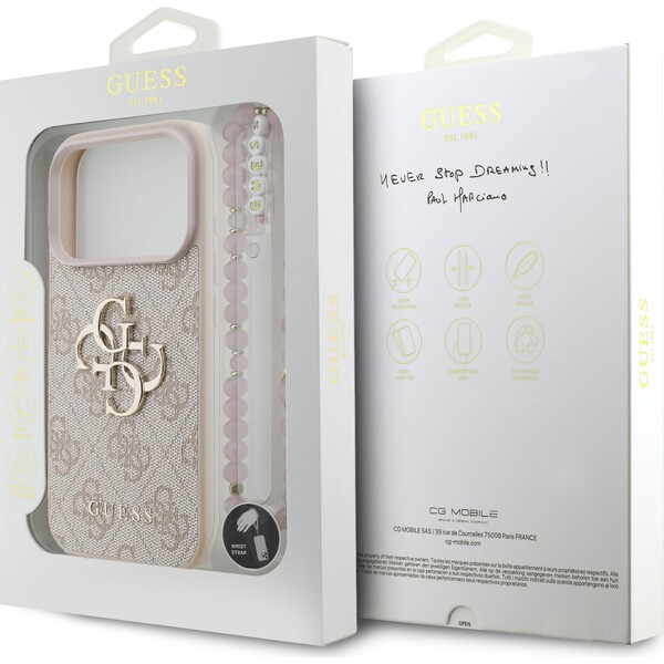 Guess-PU-4G-Metal-Logo-Strap-kryt-iPhone-17-Pro-ruzovy