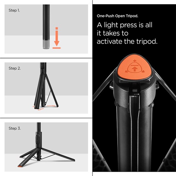Spigen-Tripod-Selfie-Stick-Auto-Open-drzak-na-selfie-cerny