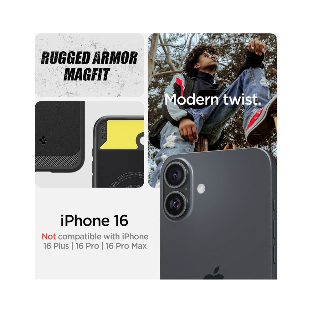 Spigen-Rugged-Armor-MagSafe-kryt-iPhone-16-matte-black