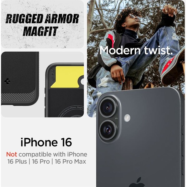 Spigen-Rugged-Armor-MagSafe-kryt-iPhone-16-matte-black