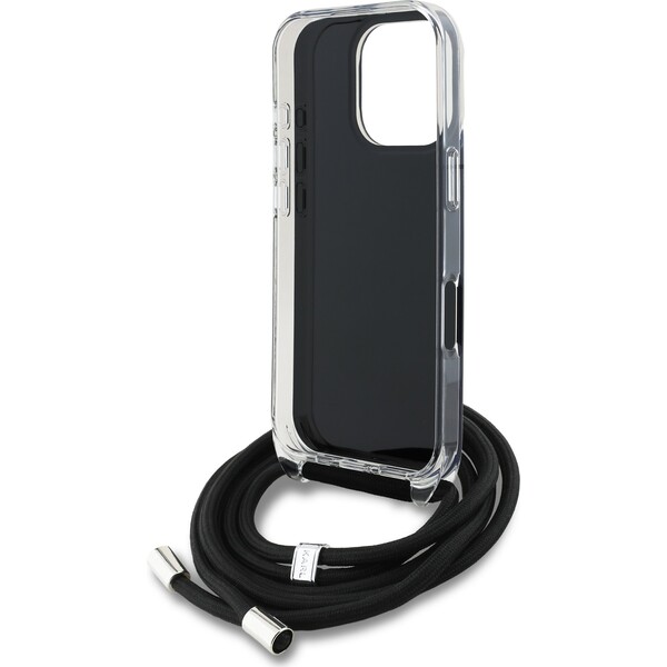 Karl-Lagerfeld-IML-Crossbody-K-CH-Heads-Zadni-Kryt-pro-iPhone-16-Pro-cerny