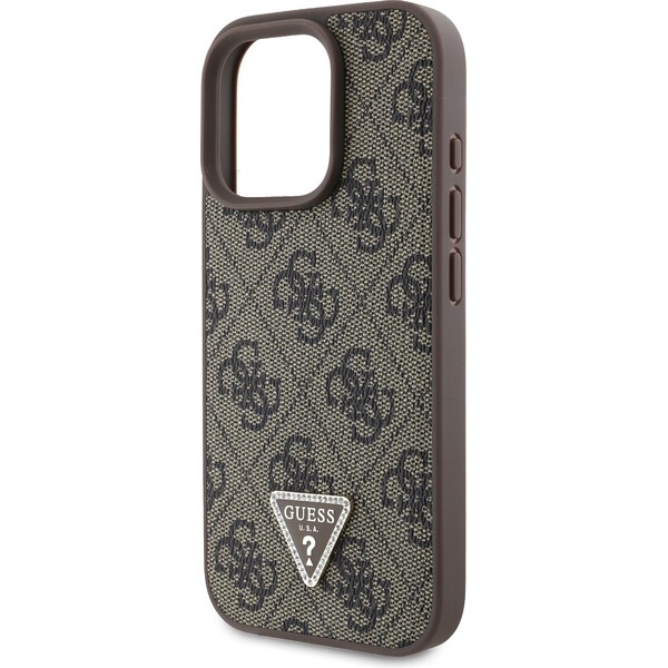 Guess-PU-4G-Strass-Triangle-Metal-Logo-kryt-pro-iPhone-16-Pro-hnedy