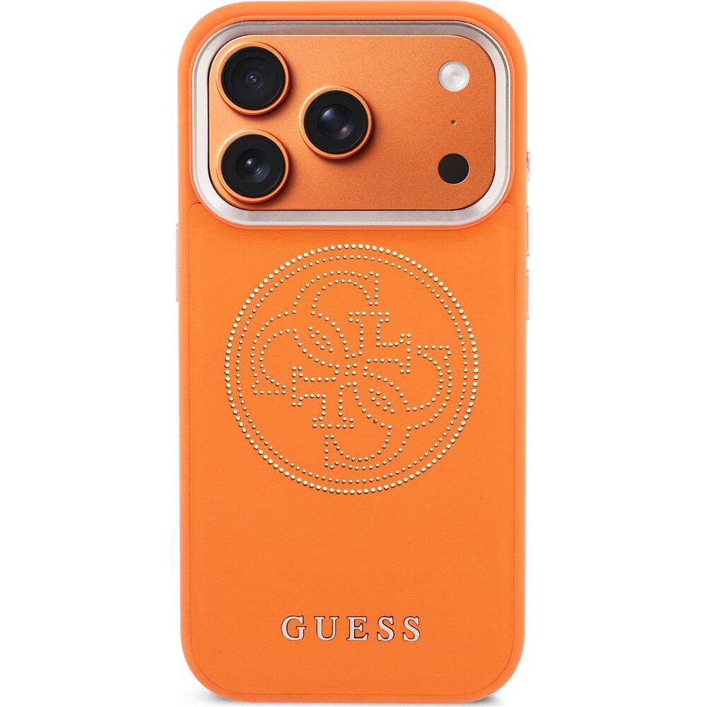 Guess-PU-Perforated-4G-Logo-MagSafe-kryt-iPhone-17-Pro-Max-oranzovy