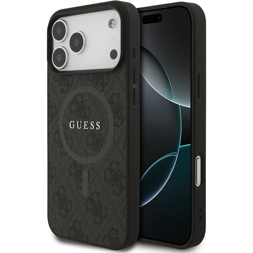 Guess-PU-Leather-4G-Colored-Ring-MagSafe-Zadni-Kryt-pro-iPhone-17-Pro-Max-cerny