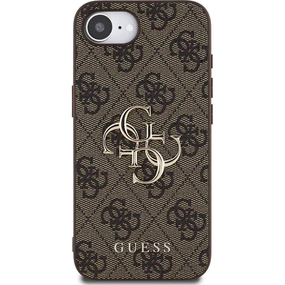 Guess-PU-4G-Metal-Logo-kryt-iPhone-17e-16e-hnedy