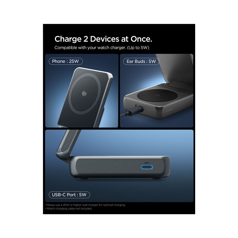 Spigen-Essential-MagSafe-2in1-C-Qi2-MagSafe-nabijecka-25W-cerna