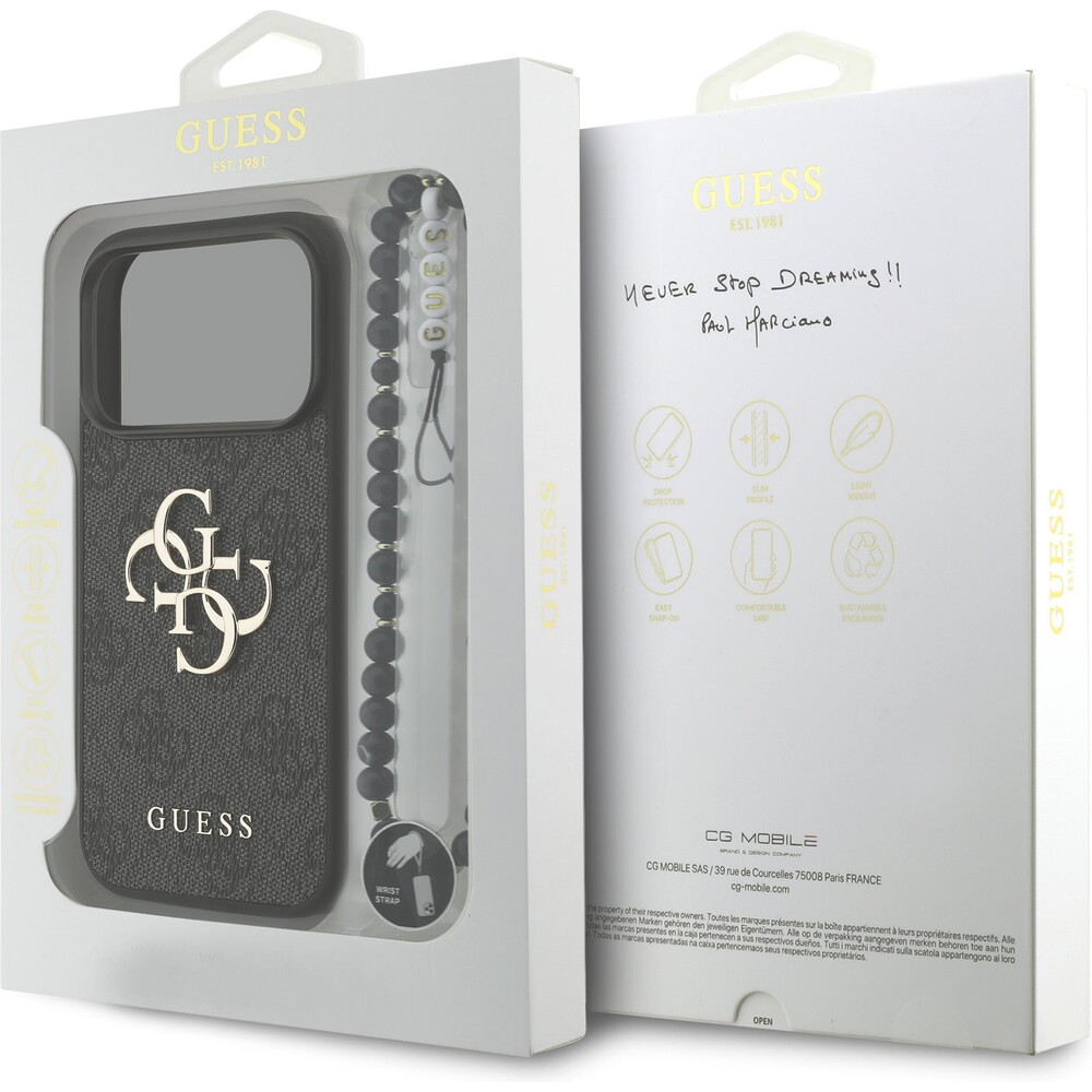 Guess-PU-4G-Metal-Logo-Strap-kryt-iPhone-17-Pro-cerny