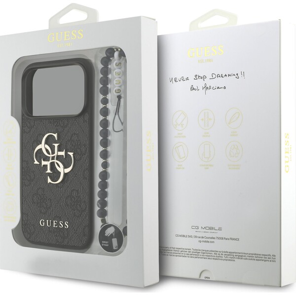 Guess-PU-4G-Metal-Logo-Strap-kryt-iPhone-17-Pro-cerny